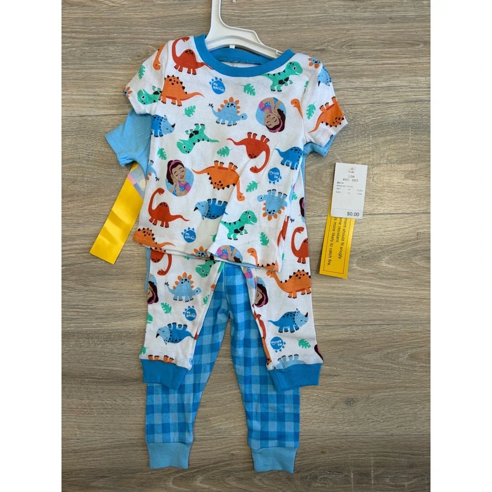 Ms Rachel 4pc Pajama Set 12M Blue Sleepy Saurus Dinosaur Snug Fit K277457RC